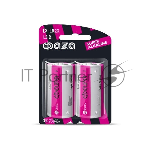 Элемент питания алкалиновый LR20 Super Alkaline BL-2 (уп.2шт) ФАZА 4897062858535, 1.5 В