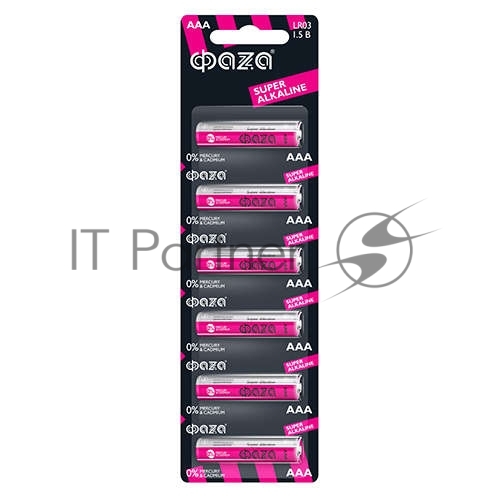 Элемент питания алкалиновый LR03 Super Alkaline BL-6 (уп.6шт) ФАZА 4895205002012, 1.5 В
