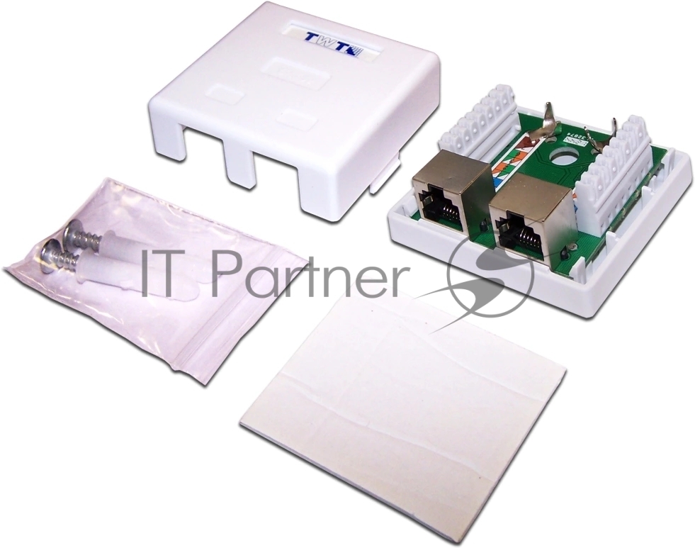Розетка Lanmaster TWT-SM1-45/S-WH настен. RJ45 1 кат.5E STP бел.