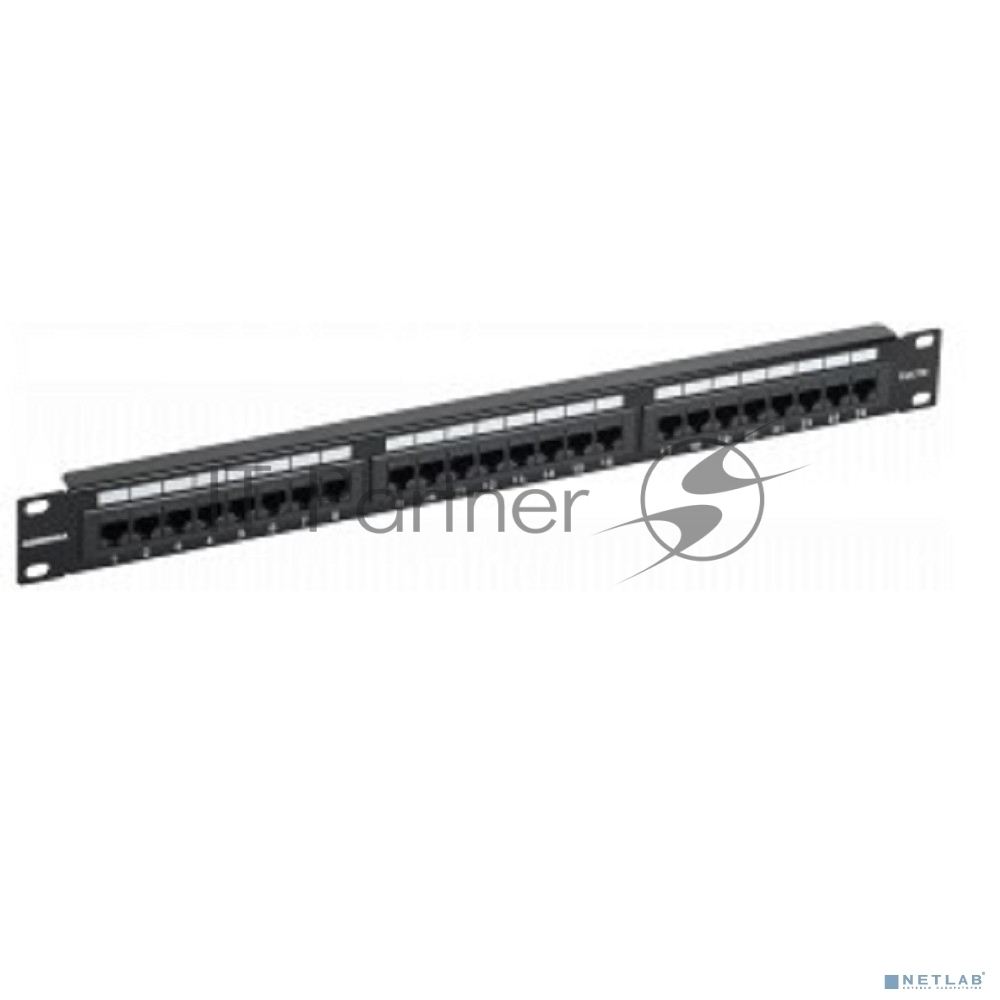 Патч-панель в шкаф 19'' 1U, порты: 24 x RJ-45 кат.5e, черный, ITK (PP24-1UC5EU-K05-G)