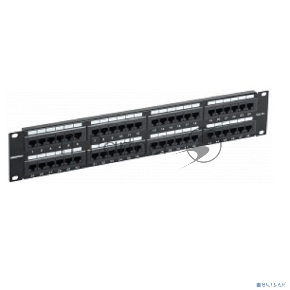 Патч-панель в шкаф 19'' 2U, порты: 48 x RJ-45 кат.5e, черный, ITK (PP48-2UC5EU-K05-G)