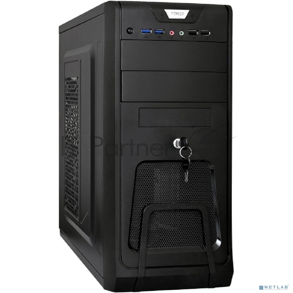 Exegate EX283218RUS Корпус Miditower ExeGate CP-603UB Black, ATX, <CP500W, 80mm>, 2*USB+2*USB3.0, Audio, замок блокировки кнопки питания