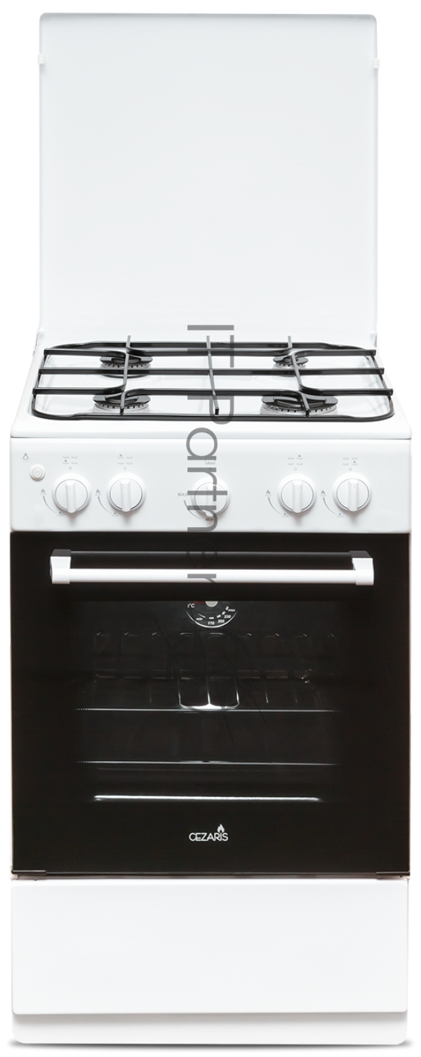 Плита газовая Cezaris ПГ 2150-02 белый, конфорок 4 шт, духовка 43 л, 51 см x 85 см x 55 см