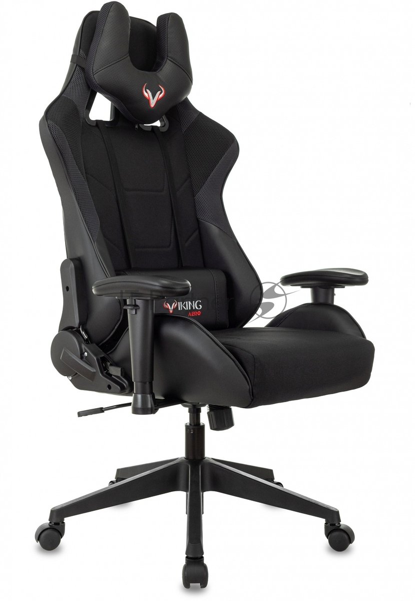 Кресло Бюрократ VIKING 4 AERO BLACK EDITION черный, экокожа, 120 кг, механизм качания