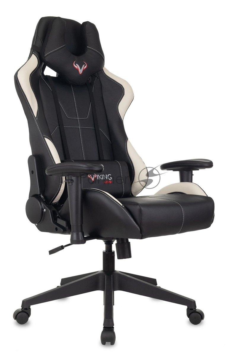 Кресло Бюрократ VIKING 5 AERO WHITE черный/белый, экокожа, 120 кг, механизм качания