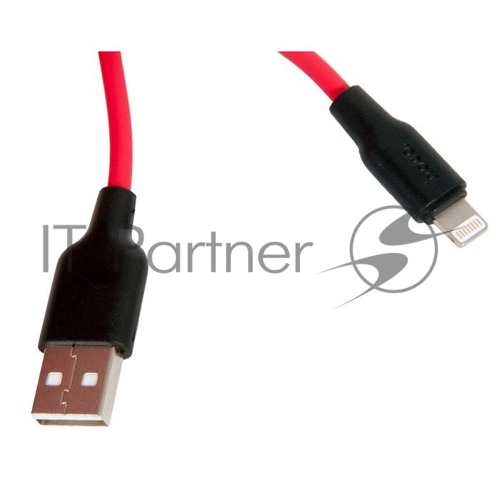 Кабель USB 2.0 HOCO X21, силиконовая оплетка, AM/Lightning M, черно-красный, 1м