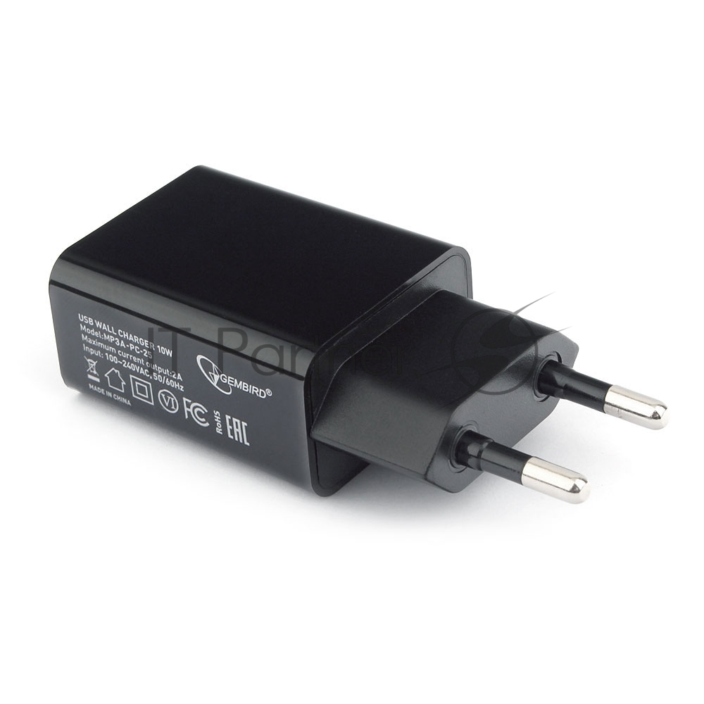 Сетевое зарядное устройство Cablexpert MP3A-PC-25 100/220V - 5V USB 1 порт, 2A, черный
