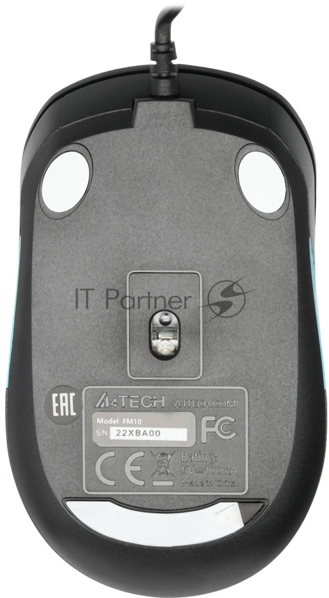 Мышь проводная A4Tech Fstyler FM10 черный/синий, 1600 dpi, USB, кнопки - 4