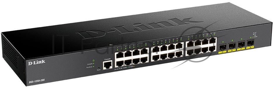 Коммутатор D-Link DGS-1250-28X/A1A, 24×1 Гбит/с + 4×10 Гбит/с SFP+, управляемый