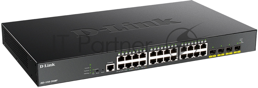 Коммутатор D-Link DGS-1250-28XMP/A1A, 24×1 Гбит/с + 4×10 Гбит/с SFP+, управляемый