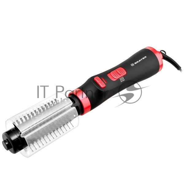 Фен-щетка BRAYER BR3133RD черный/красный, 1000 Вт, 40 мм