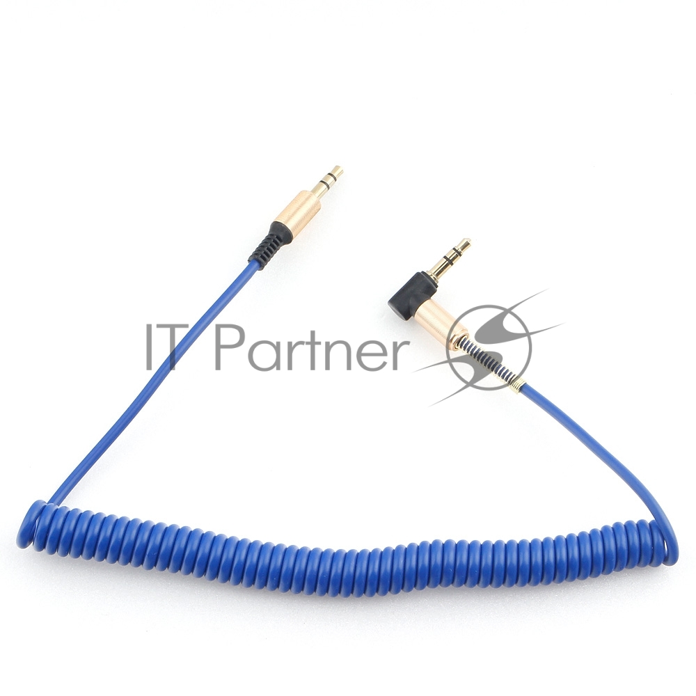 <086285> Кабель аудио-видео 3.5Jack (m) < - > 3.5Jack (m) 1.8м, Cablexpert, спиральный, блистер, синий [CCAB-02-35MMLC-1.8MU]