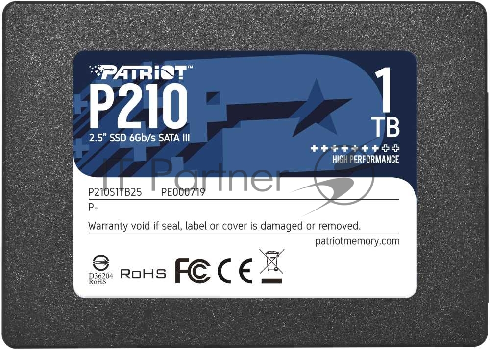 Накопитель SSD Patriot P210, 1Tb, SATA III, 2.5", R/W 520/430