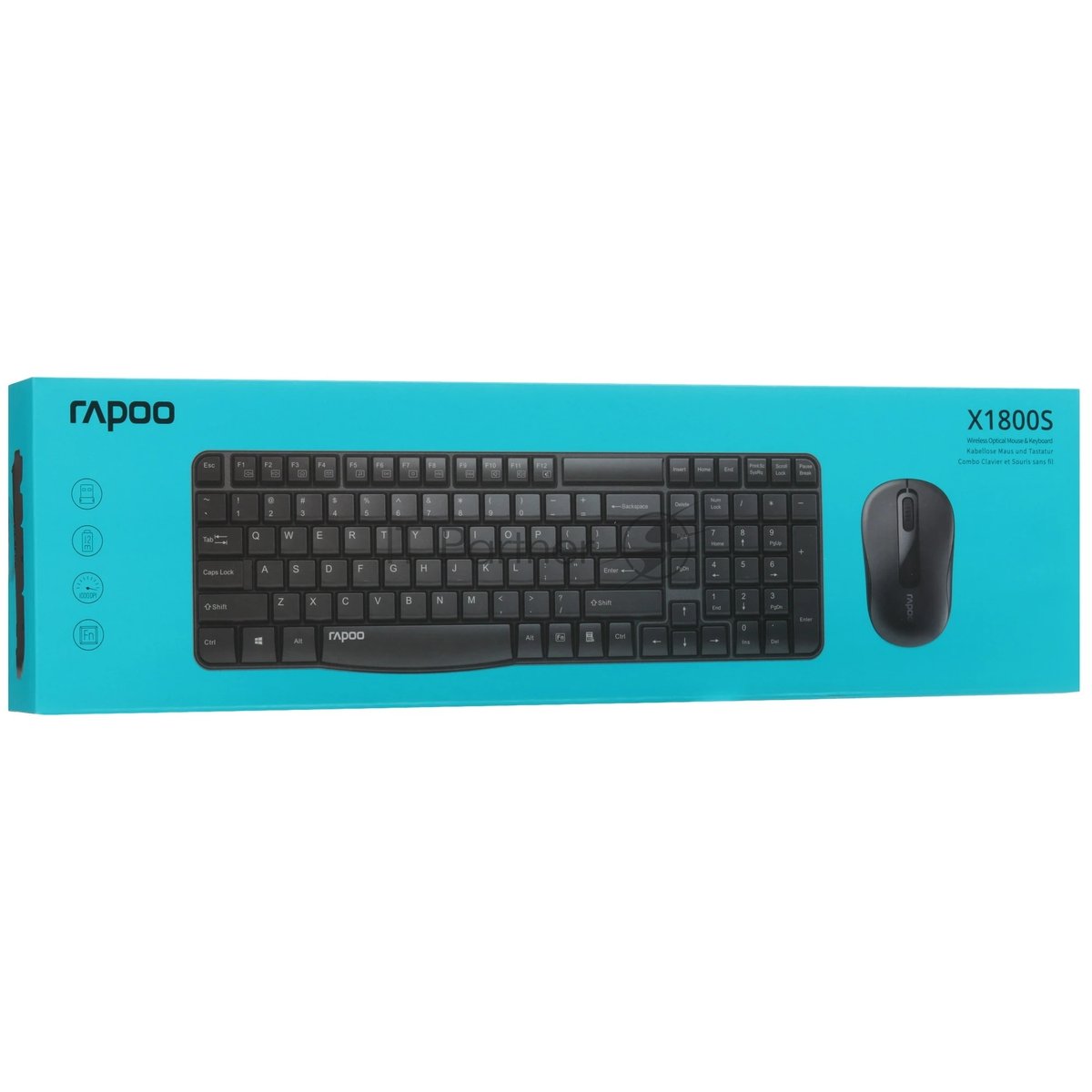 Комплект клавиатура+мышь Rapoo X1800S беспроводной, USB, 1000 DPI, чёрный