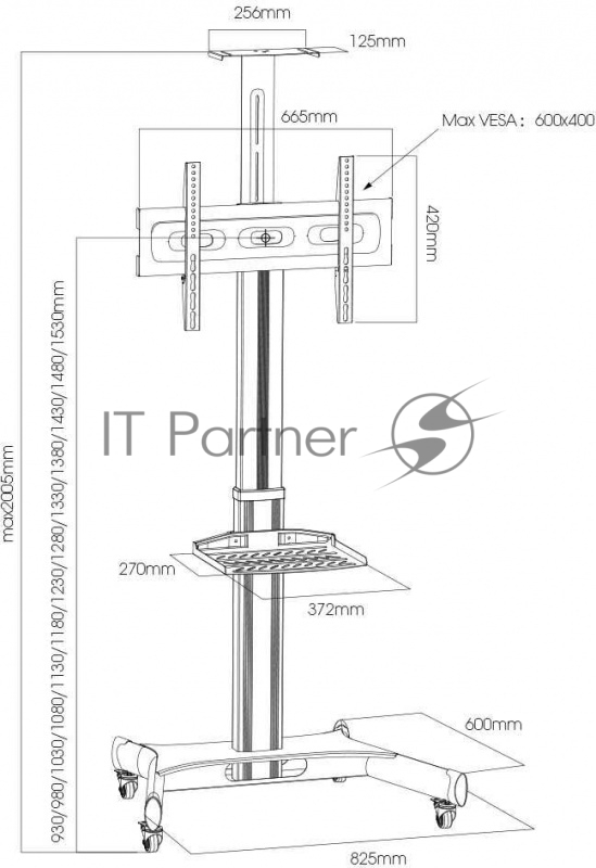Подставка для телевизора Arm Media PT-STAND-11 черный 32"-65" макс.40кг напольный фиксированный