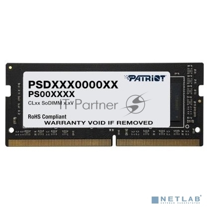 Оперативная память Patriot Signature, DDR4, 16GB (1x16 GB), 3200 MHz, CL22, SO-DIMM