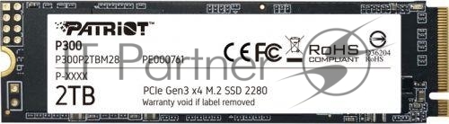 Накопитель SSD Patriot P300, 2Tb, PCIe 3.0 x4, M.2 2280, NVMe, R/W 2100/1650