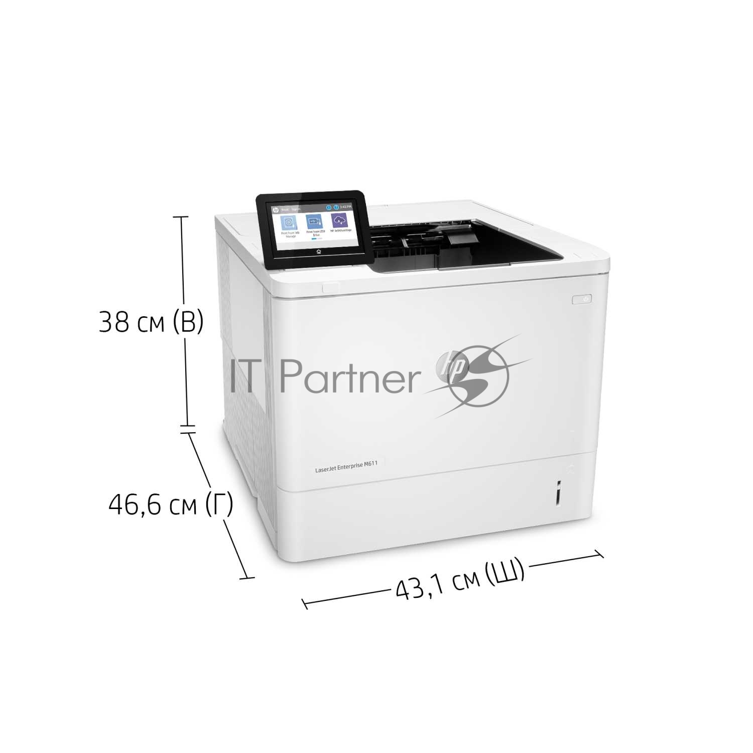Принтер лазерный HP LaserJet Enterprise M611dn (7PS84A), A4, ч/б, печ. до 61 стр/мин., 1200 x 1200 dpi, USB, RJ-45