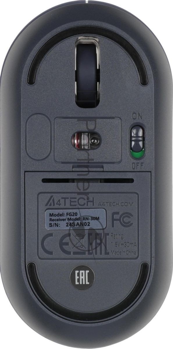 Мышь беспроводная A4Tech Fstyler FG20 пепельный/синий, 2000 dpi, радиоканал, USB, кнопки - 4