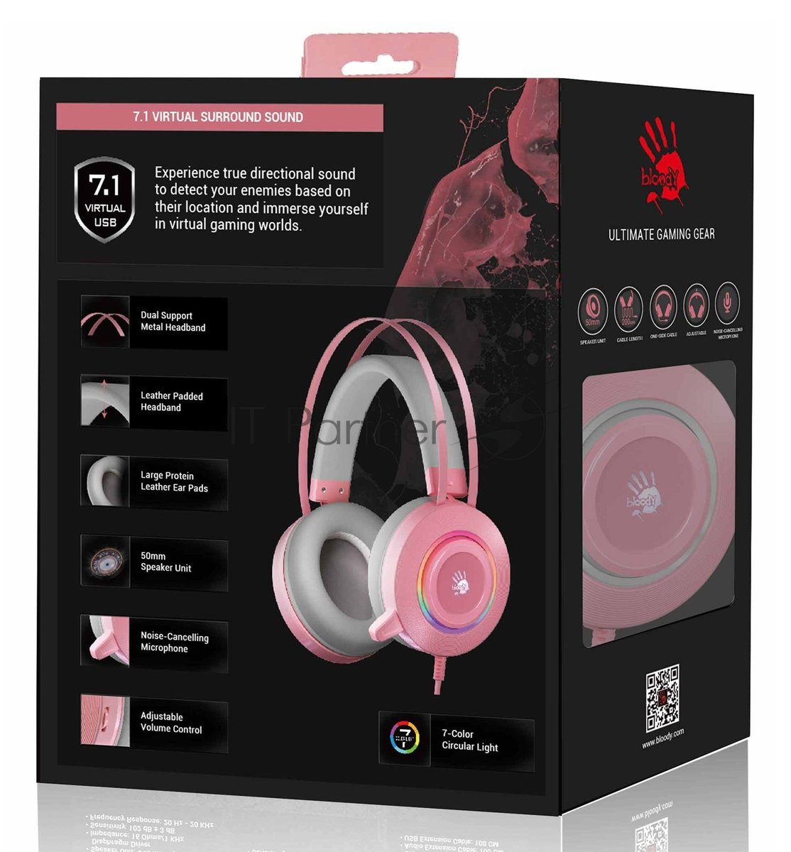 Гарнитура Bloody G521 розовый, проводная