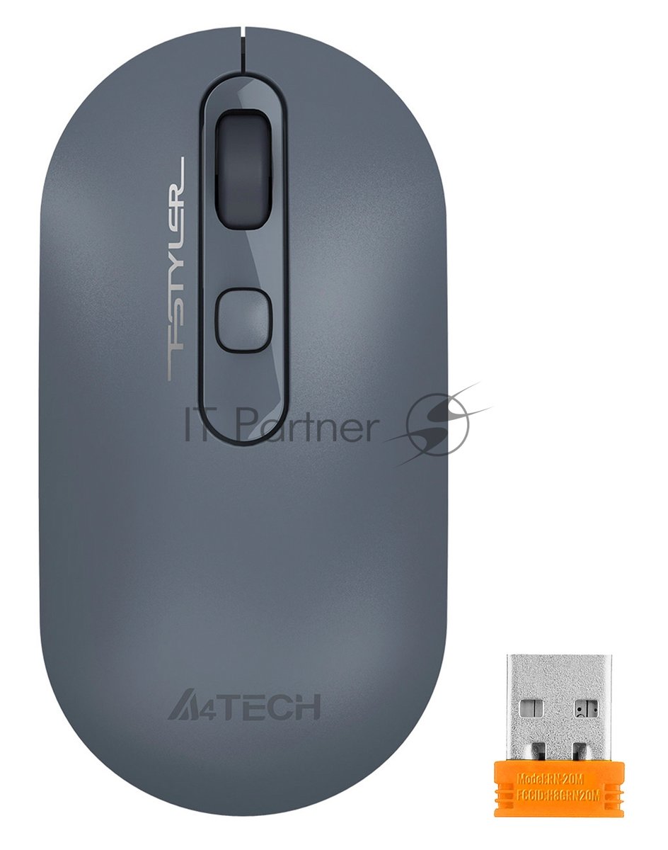 Мышь беспроводная A4Tech Fstyler FG20 пепельный/синий, 2000 dpi, радиоканал, USB, кнопки - 4