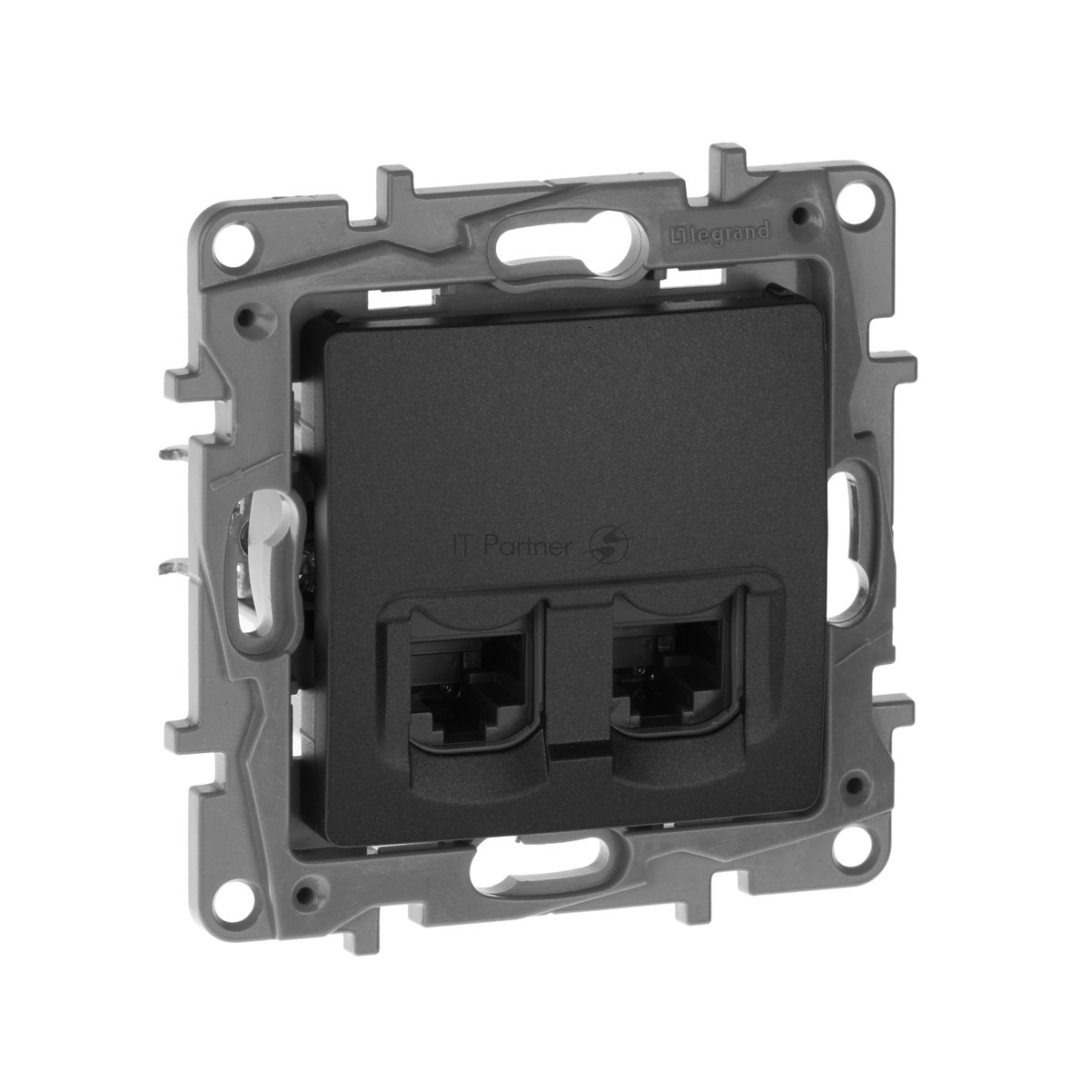 Розетка компьютерная 2-ая RJ45, кат.5е UTP 672655 Legrand Etika Антрацит