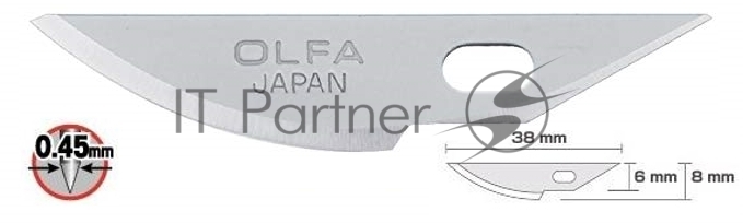 Лезвия Olfa OL-KB4-R/5 закругленные для ножа AK-4, 6(8)х38х0,45 мм, 5 шт