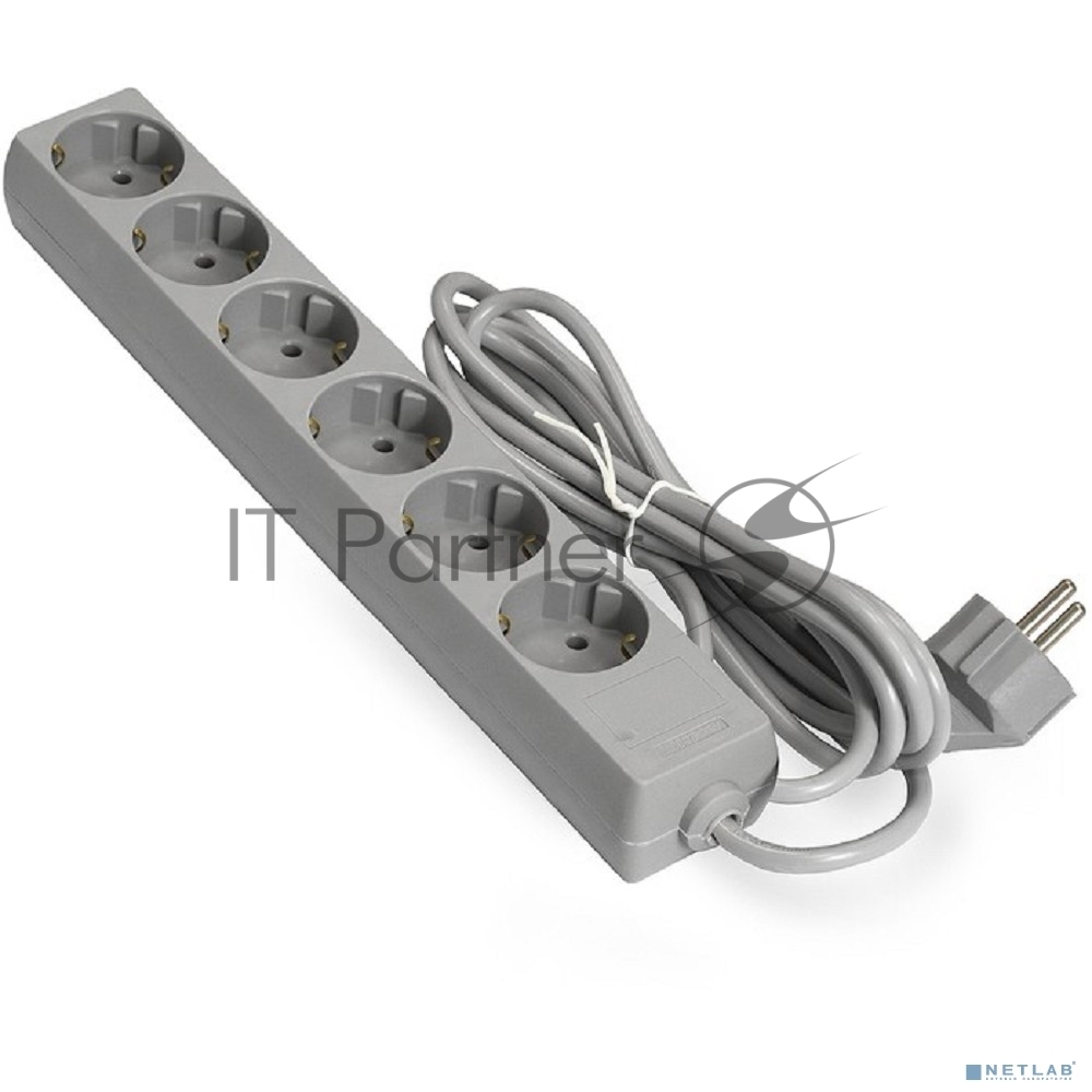 Exegate EX285835RUS Удлинитель ExeGate ECE-6-5G (6 евророзетки с заземлением, 5м, серый)