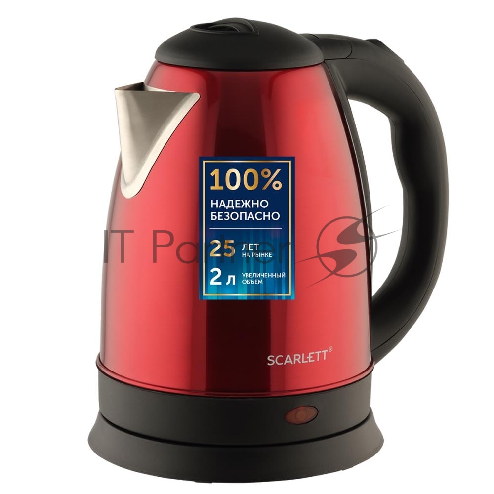 Чайник электрический Scarlett SC-EK21S76 2 л, 1800 Вт, красный (корпус: нержавеющая сталь)