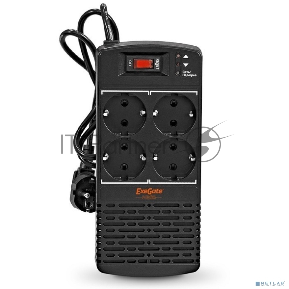 Стабилизатор ExeGate Power AD5000-800 (800VA/400W, диапазон 150...280В, 4 евророзетки)