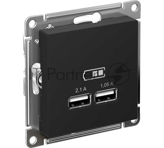 Карбон Розетка USB, 5В, 1 порт x 2,1 А, 2 порта х 1,05 А, механизм ATN001033 Schneider Electric