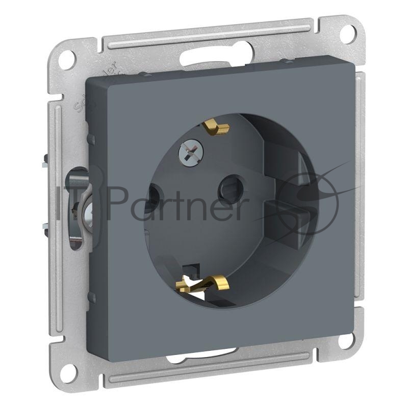 Systeme Electric AtlasDesign Грифель Розетка с/з со шторками, 16А, механизм