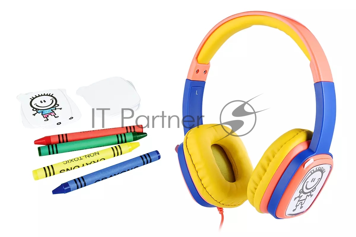 Проводные наушники Harper KIDS HN-302 оранжевый/синий, накладные, проводной