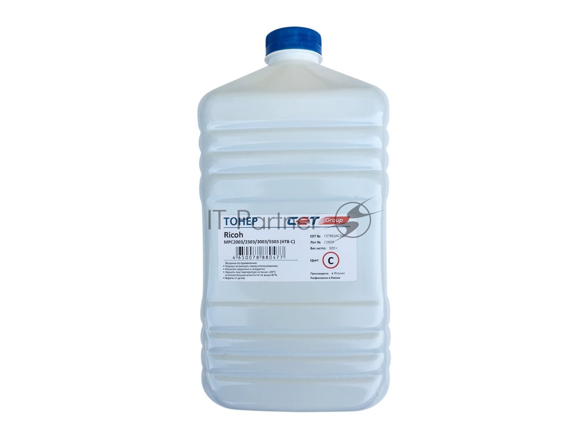 Тонер CET HT8-C CET8524C500 голубой бутылка 500гр. для принтера Ricoh MPC2003/2503/3003/5503