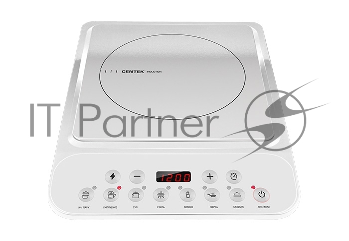 Плита настольная электрическая Centek CT-1517 белый, 2 кВт, индукция, конфорки - 1, стеклокерамика, сенсор