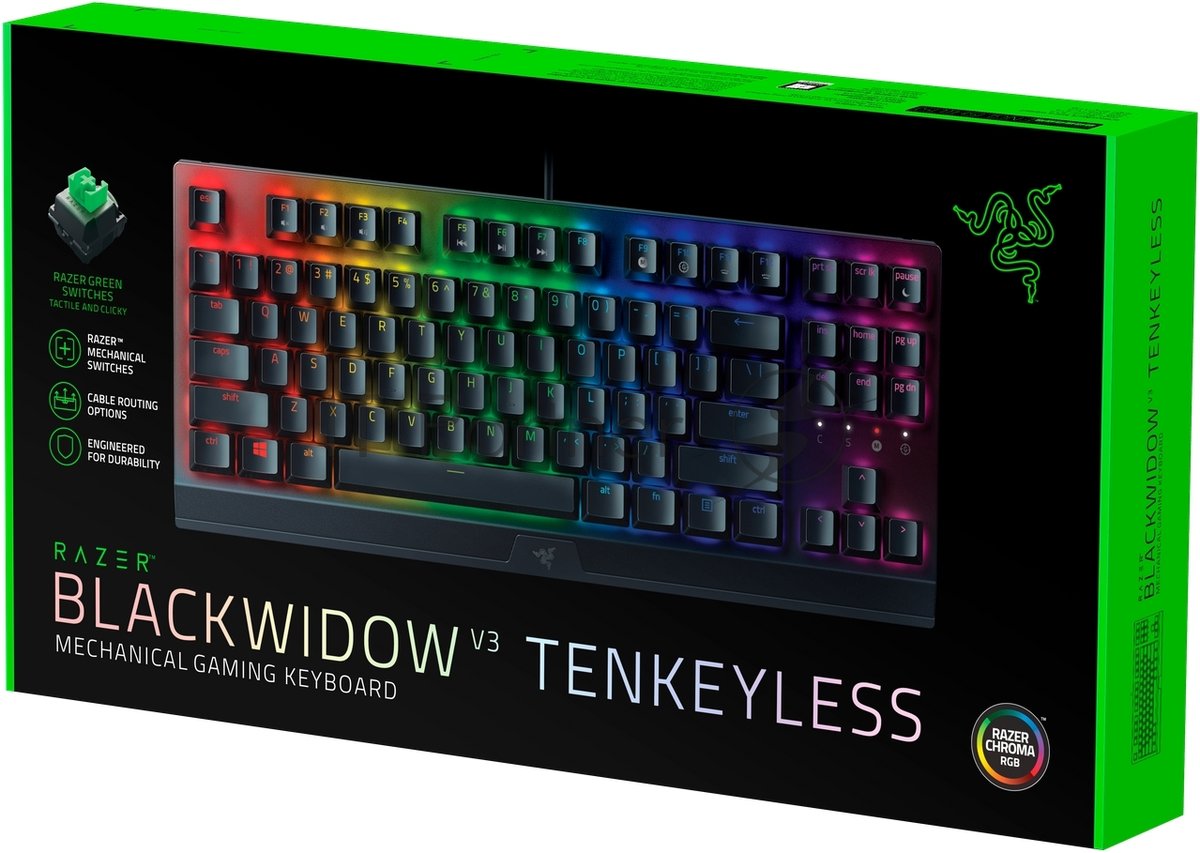 Клавиатура Razer BlackWidow V3 Tenkeyless проводная, USB, чёрный