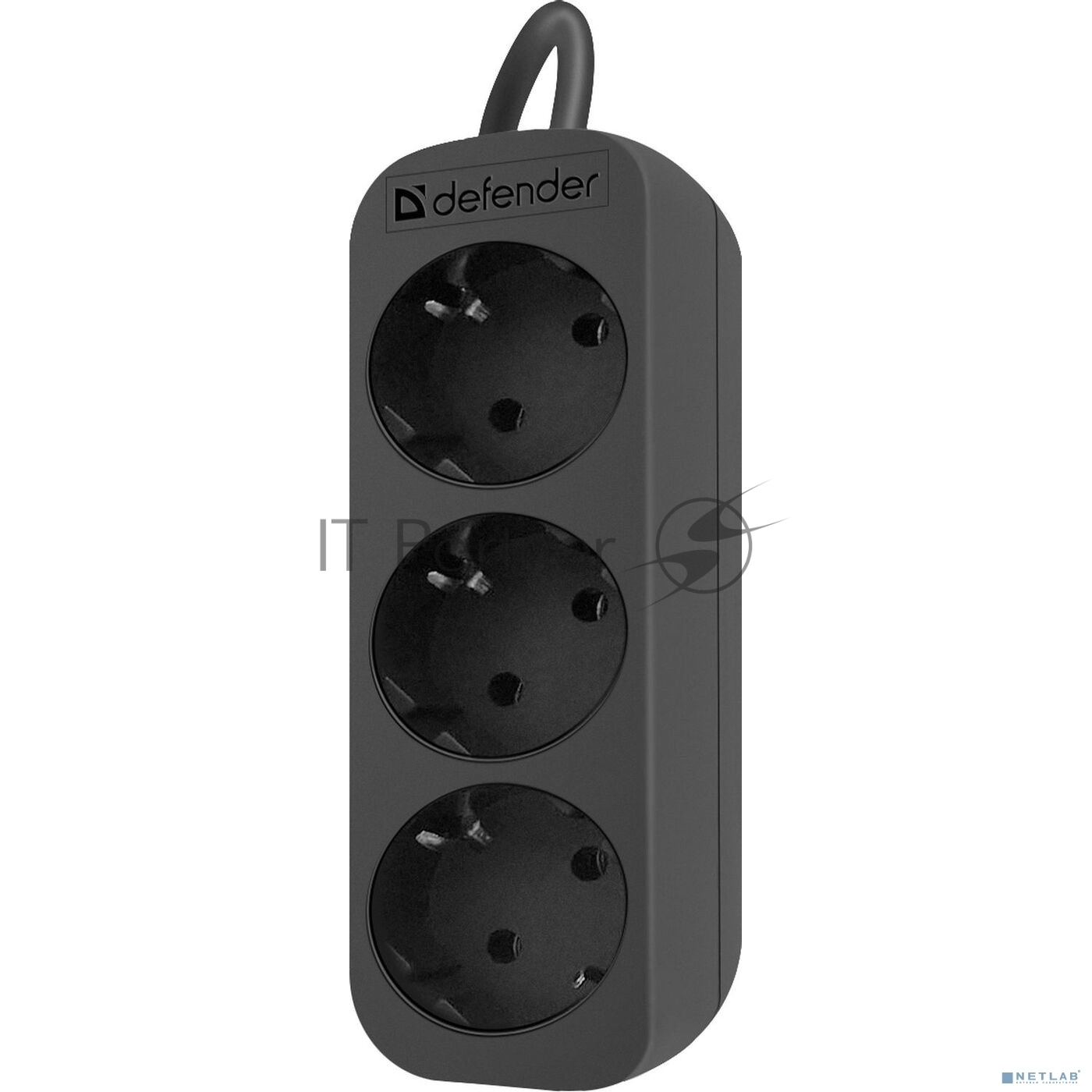 Удлинитель сетевой Defender M350 черный, 5 м, EURO, 3 розетки, 2200 Вт