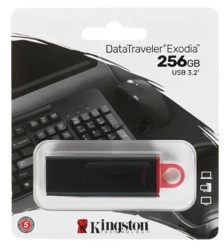 Флешка USB Kingston DataTraveler Exodia (DTX/256GB), 256Gb, USB 3.2 Gen 1, R/W 200/60, черный/розовый