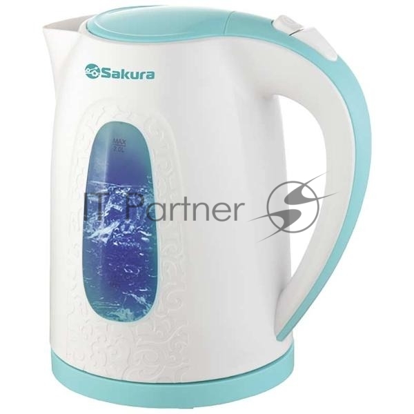 Чайник электрический Sakura SA-2345WBL 2 л, бел/мор волна д