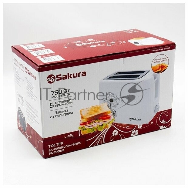 Тостер Sakura SA-7608W 750Вт подогрев белый