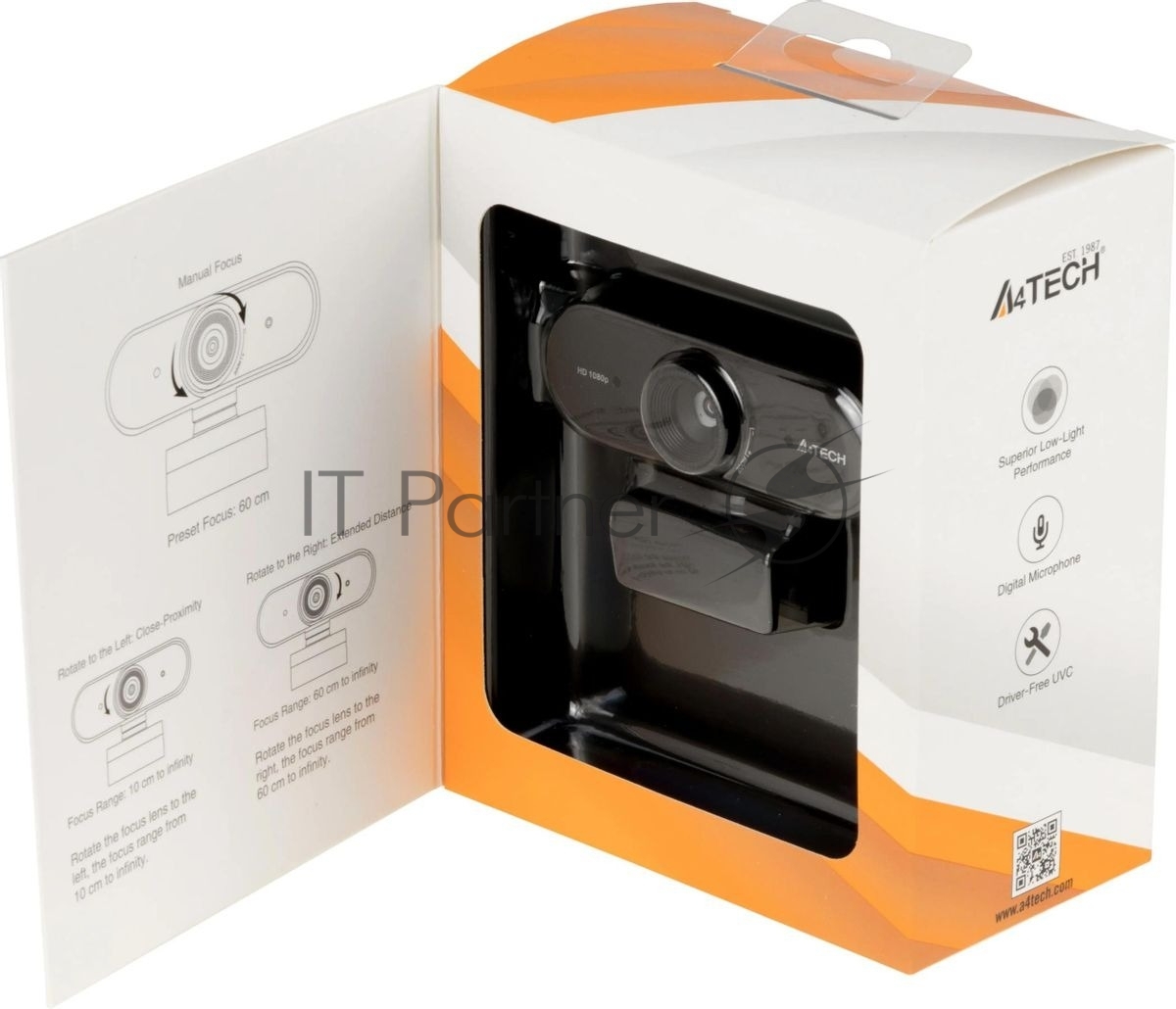 Веб-камера A4Tech PK-935HL 1920x1080, 30 кадр/с, USB Type-A, микрофон, ручная фокусировка, универсальное крепление