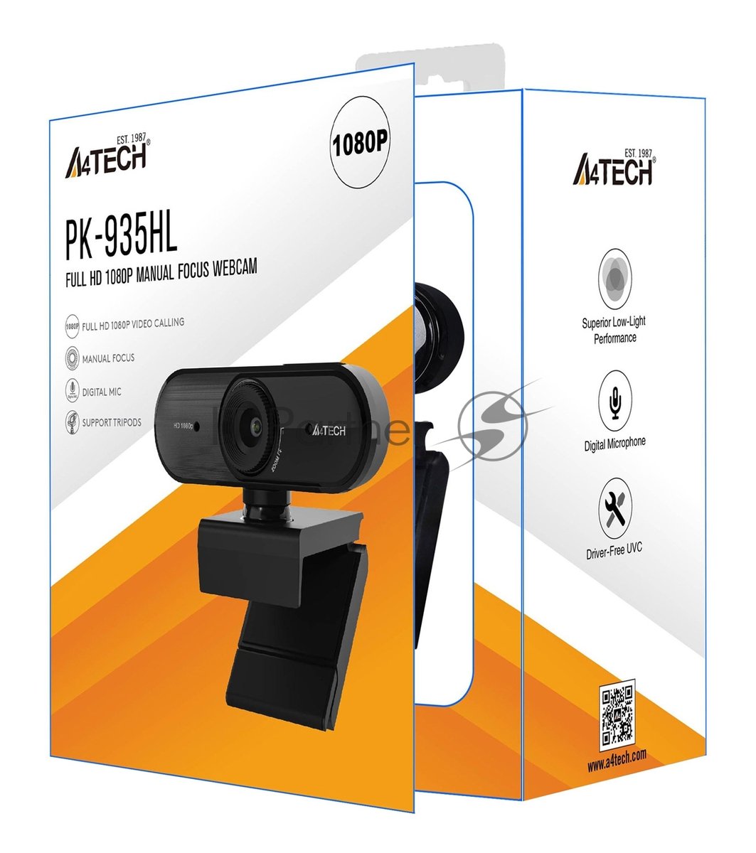 Веб-камера A4Tech PK-935HL 1920x1080, 30 кадр/с, USB Type-A, микрофон, ручная фокусировка, универсальное крепление