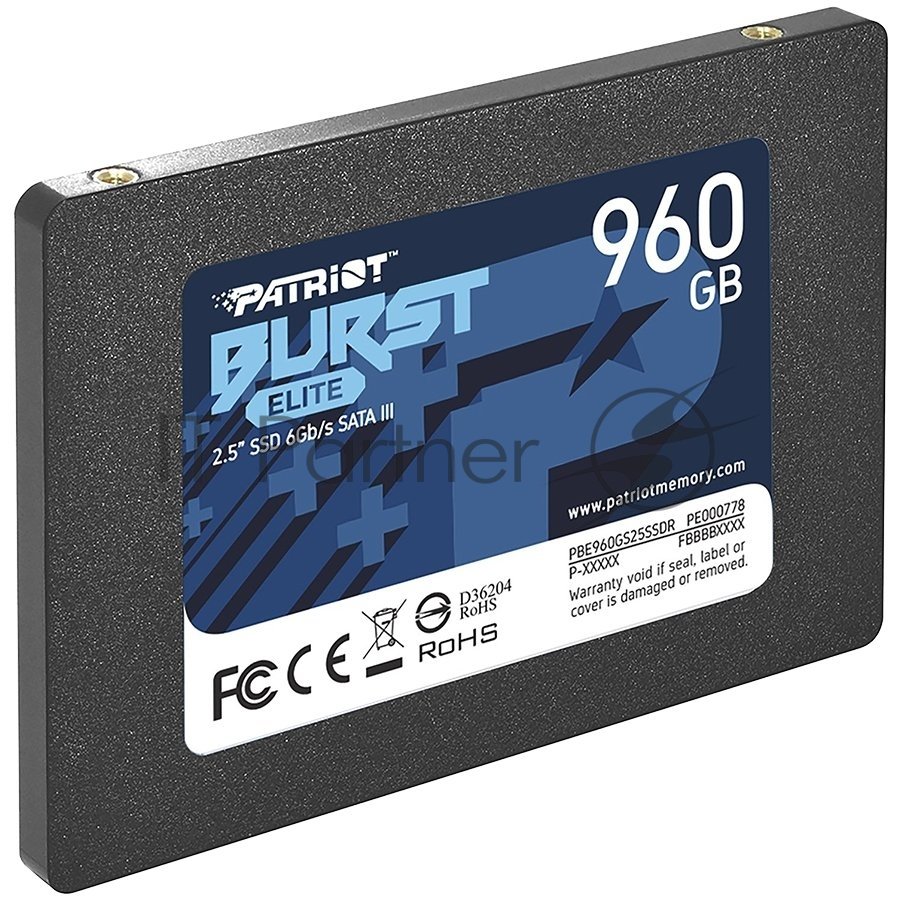 Накопитель SSD Patriot Burst Elite, 960Gb, SATA, 2.5", R/W 450/320