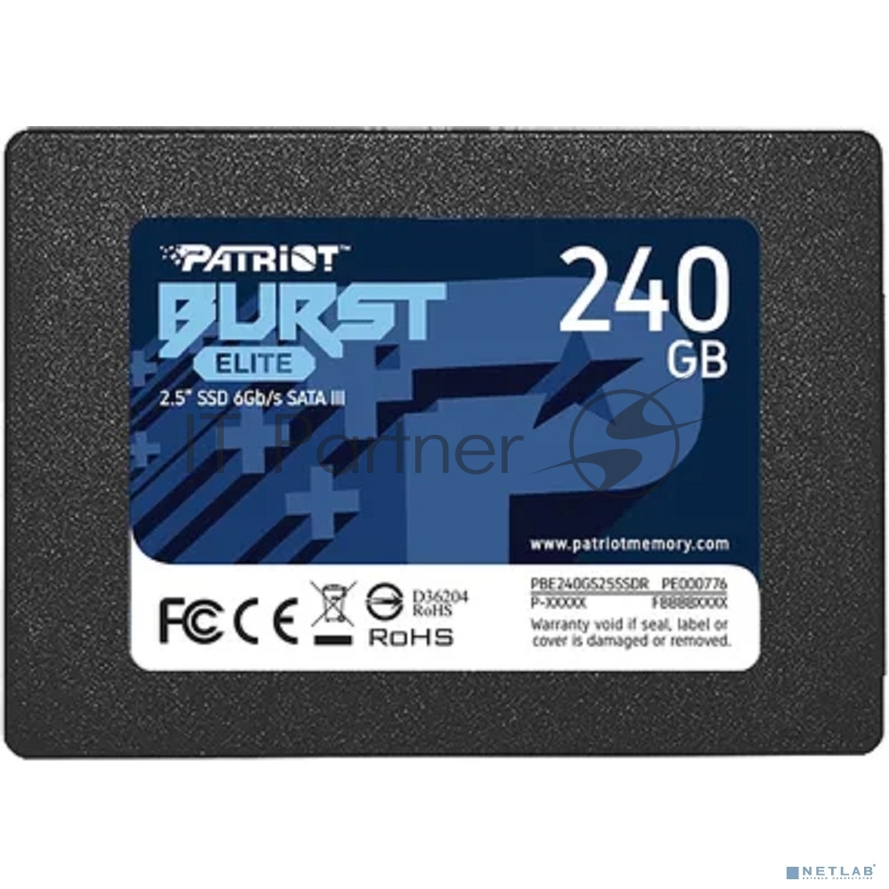 Накопитель SSD Patriot Burst Elite, 240Gb, SATA, 2.5", R/W 450/320