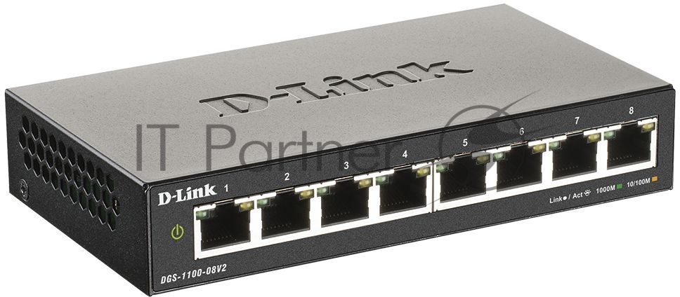 Коммутатор D-Link DGS-1100-08V2/A1A, 8×1 Гбит/с, настраиваемый