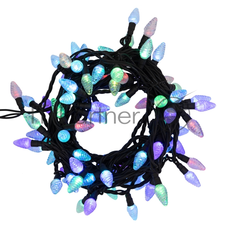 Гирлянда Neon-night "Мультишишки" 10 м, черный Каучук, 80 диодов, цвет RGb