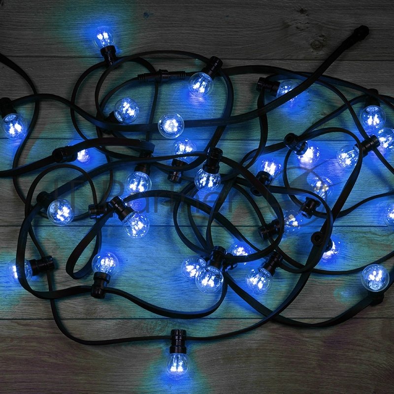 Гирлянда Neon-night LED Galaxy Bulb String 10м, черный каучук, 30 лампx6 LED синий, влагостойкая IP65