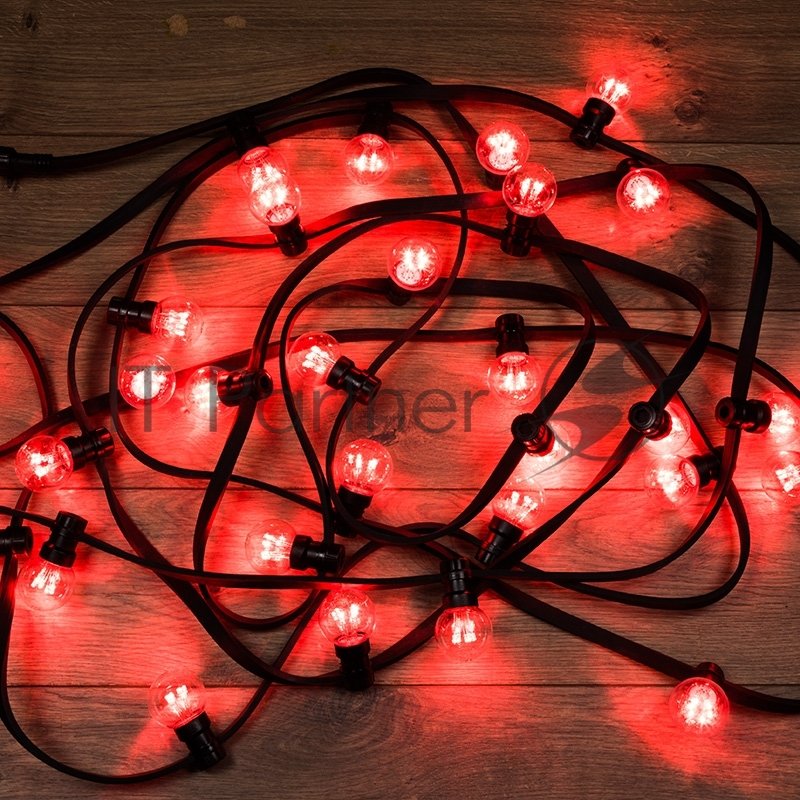 Гирлянда Neon-night LED Galaxy Bulb String 10м, черный каучук, 30 лампx6 LED красный, влагостойкая IP65