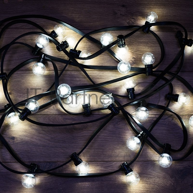 Гирлянда Neon-night LED Galaxy Bulb String 10м, черный каучук, 30 лампx6 LED белый, влагостойкая IP65