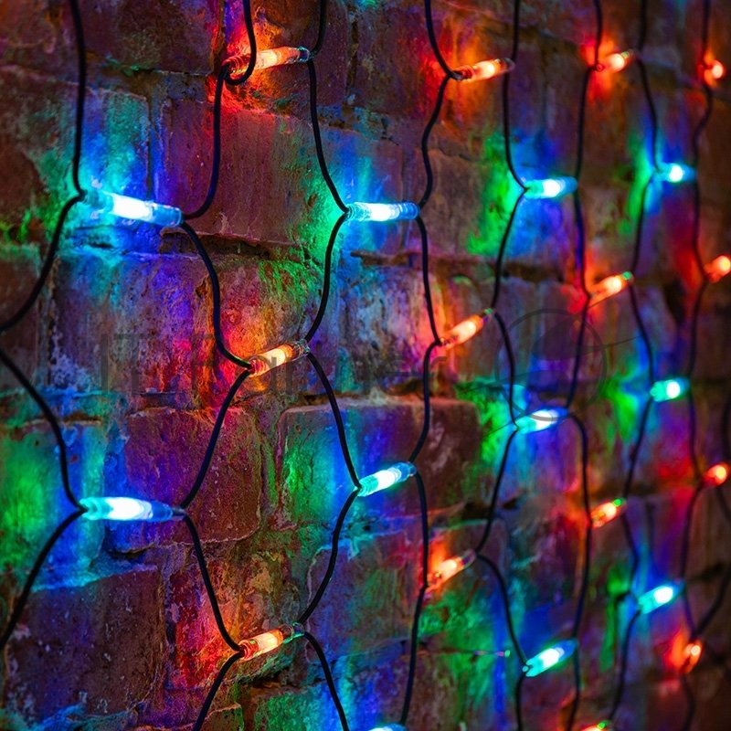 Гирлянда Neon-night "Сеть" 2x1,5м, черный каучук, 288 LED Мультиколор